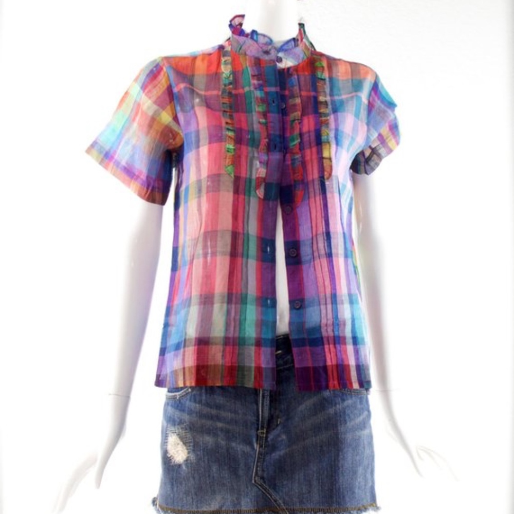 VTG 70's Rare ZODIAC India Cotton Gauze Blouse